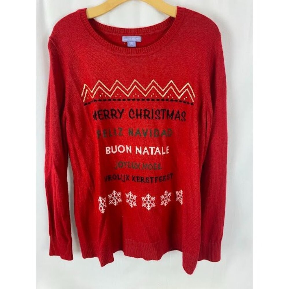 Lauren‎ Scott Red Christmas Sweater Women's Large
